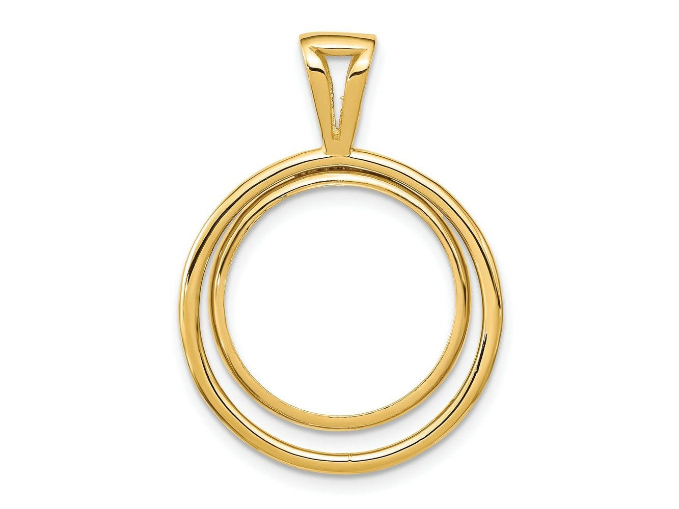 FJC Finejewelers 14 kt Yellow Gold Offset Double Circle 17.8mm Prong Coin Bezel Pendant