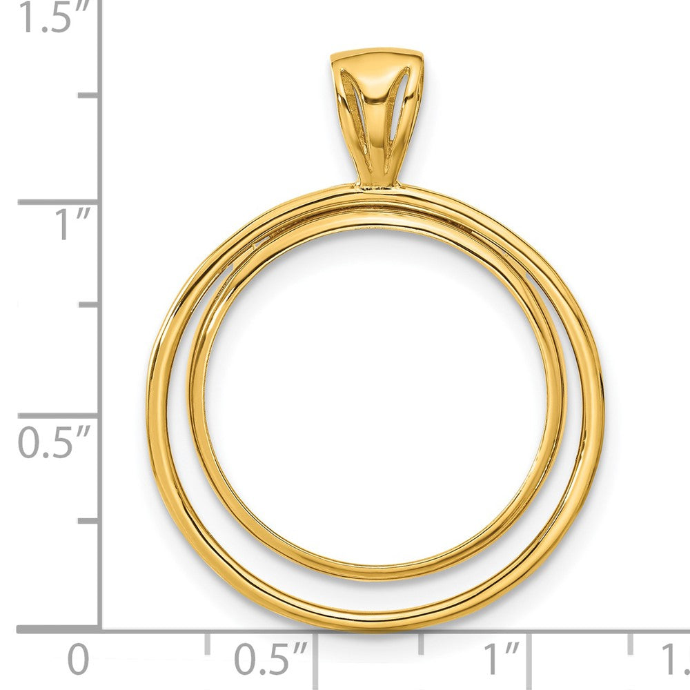 FJC Finejewelers 14 kt Yellow Gold Offset Double Circle 21.6mm Prong Coin Bezel Pendant