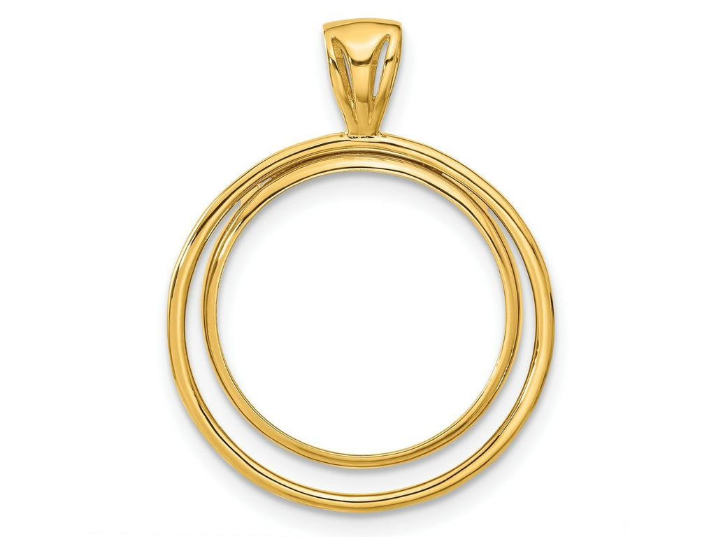 FJC Finejewelers 14 kt Yellow Gold Offset Double Circle 21.6mm Prong Coin Bezel Pendant
