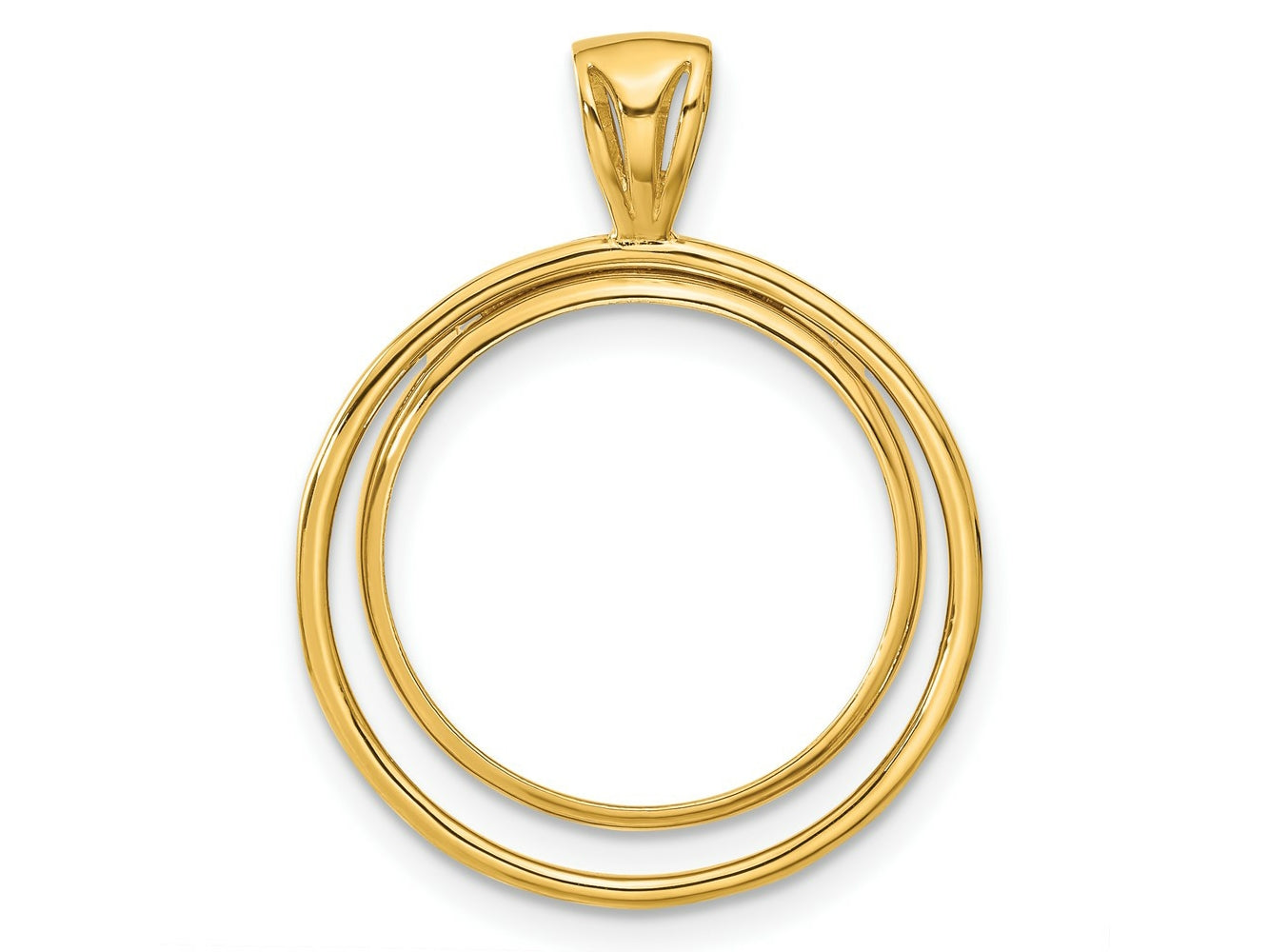 FJC Finejewelers 14 kt Yellow Gold Offset Double Circle 21.6mm Prong Coin Bezel Pendant