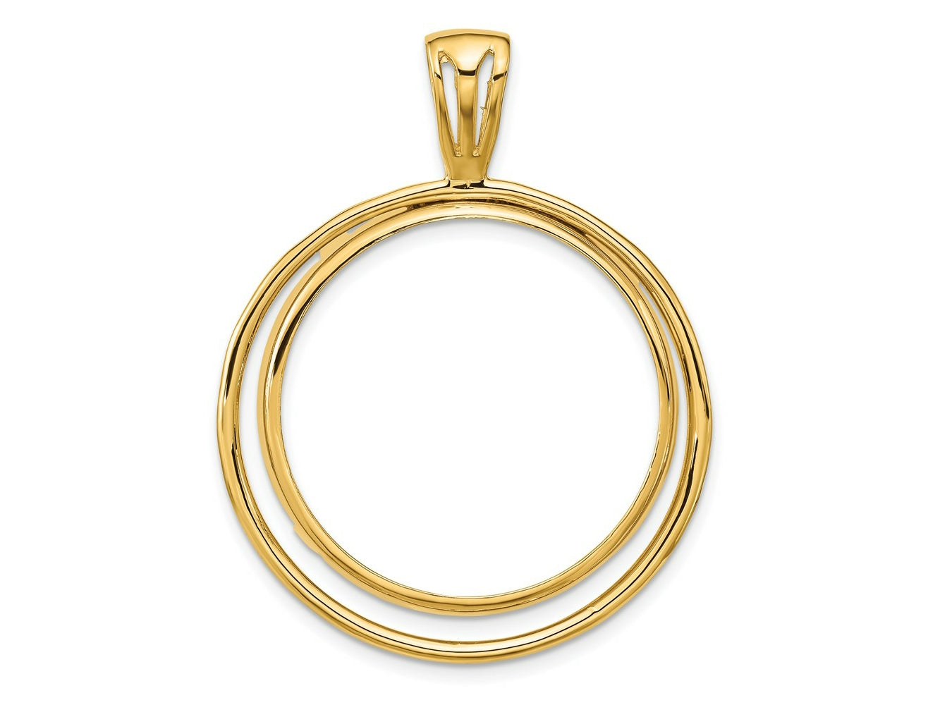 FJC Finejewelers 14 kt Yellow Gold Offset Double Circle 27.0mm Prong Coin Bezel Pendant
