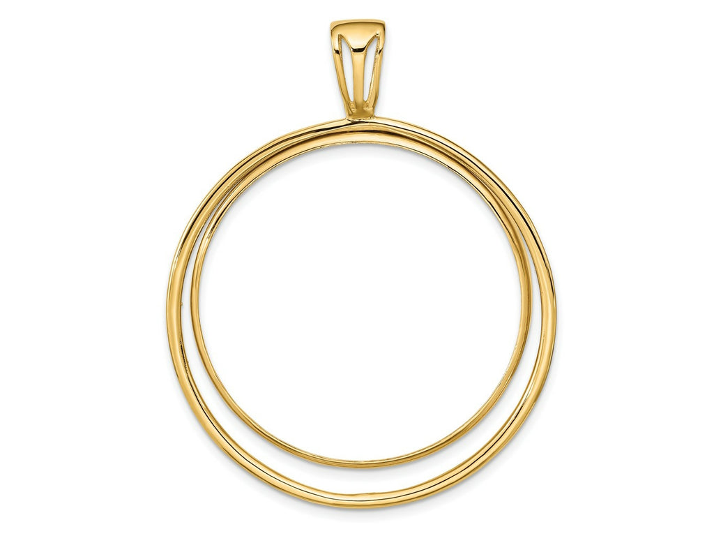 FJC Finejewelers 14 kt Yellow Gold Offset Double Circle 34.2mm Prong Coin Bezel Pendant