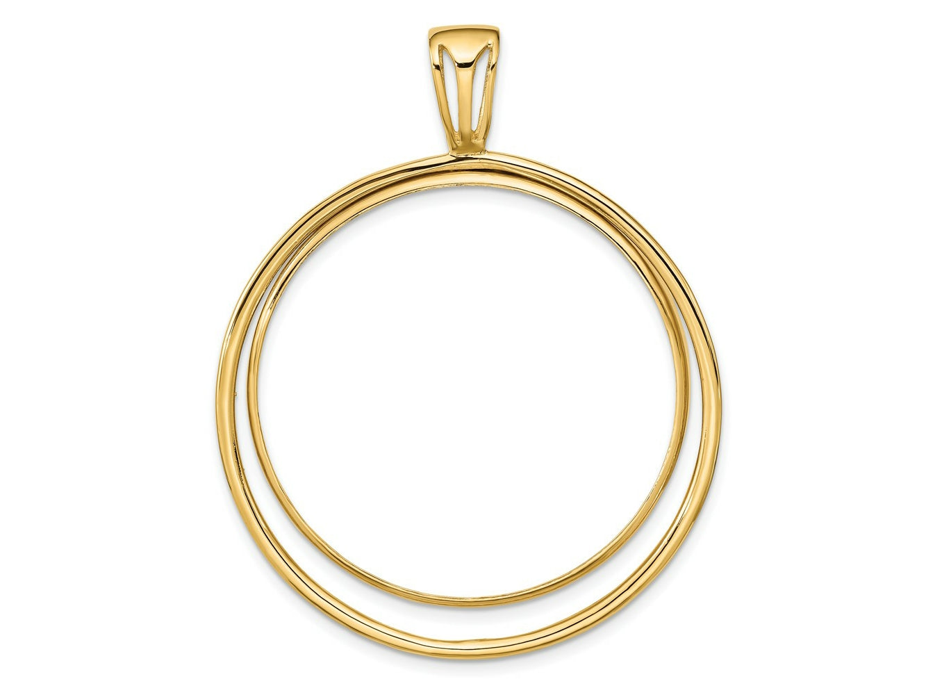 FJC Finejewelers 14 kt Yellow Gold Offset Double Circle 34.2mm Prong Coin Bezel Pendant