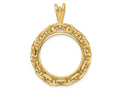 FJC Finejewelers 14 kt Yellow Gold and Textured Chain Link 21.6mm Prong Coin Bezel Pendant