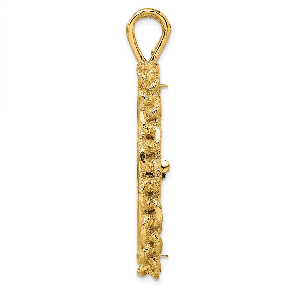 FJC Finejewelers 14 kt Yellow Gold and Textured Chain Link 32.7mm Prong Coin Bezel Pendant