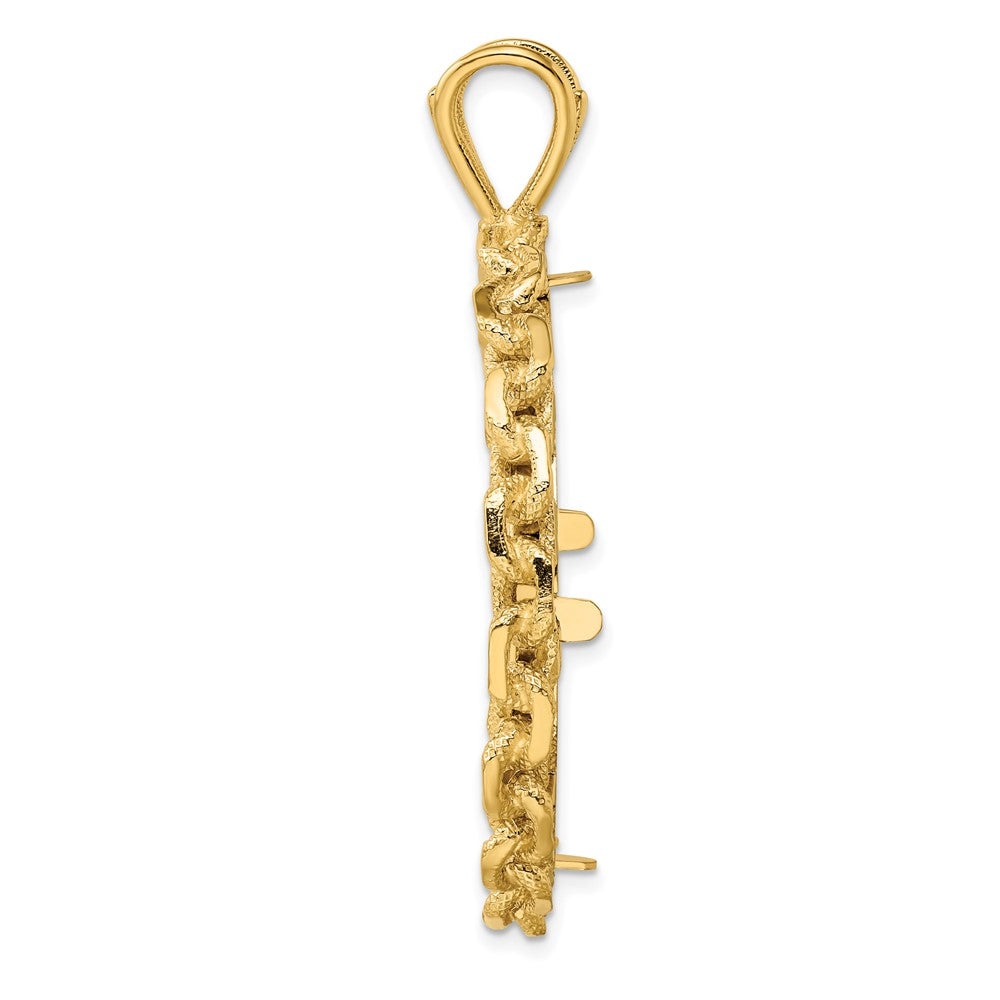 FJC Finejewelers 14 kt Yellow Gold and Textured Chain Link 34.2mm Prong Coin Bezel Pendant