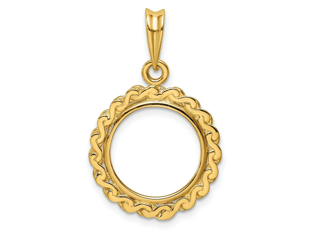 FJC Finejewelers 14 kt Yellow Gold Polished S Chain 14.0mm Prong Coin Bezel Pendant