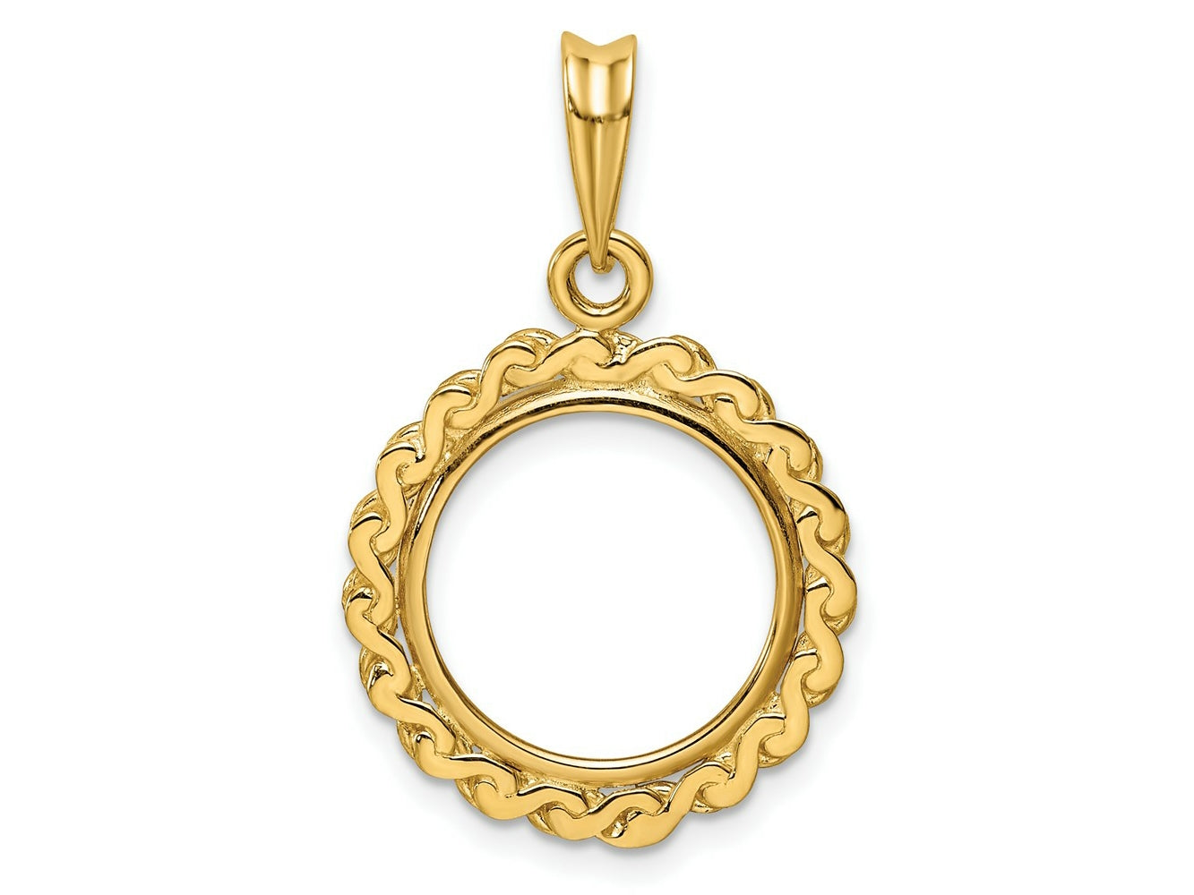 FJC Finejewelers 14 kt Yellow Gold Polished S Chain 14.0mm Prong Coin Bezel Pendant