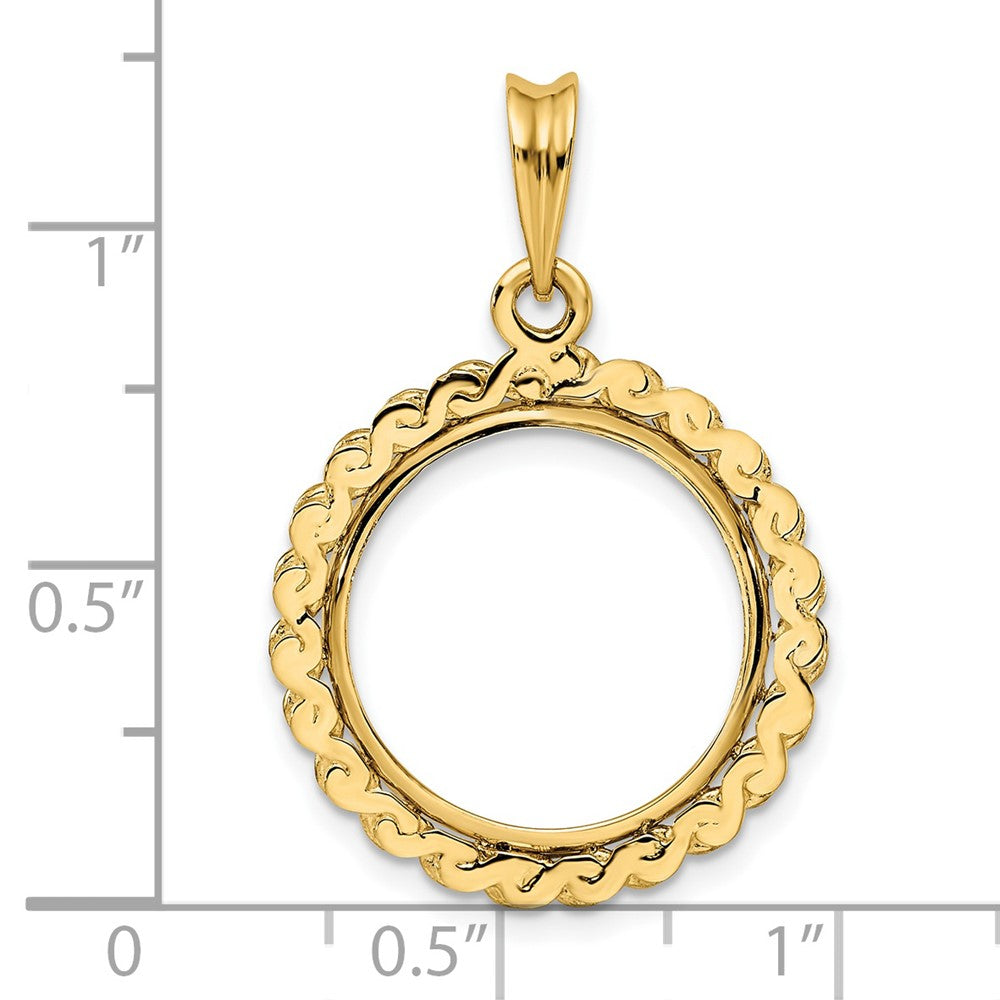 FJC Finejewelers 14 kt Yellow Gold Polished S Chain 16.5mm Prong Coin Bezel Pendant