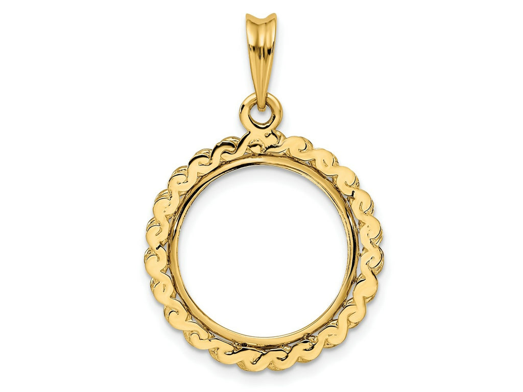 FJC Finejewelers 14 kt Yellow Gold Polished S Chain 16.5mm Prong Coin Bezel Pendant