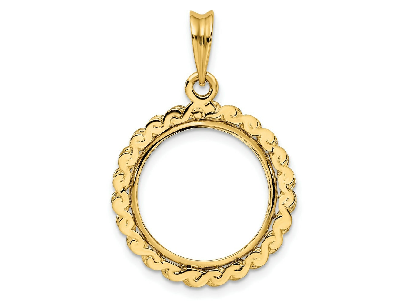 FJC Finejewelers 14 kt Yellow Gold Polished S Chain 16.5mm Prong Coin Bezel Pendant