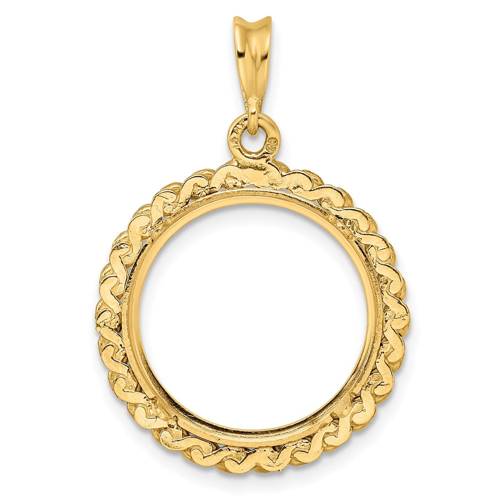 FJC Finejewelers 14 kt Yellow Gold Polished S Chain 17.8mm Prong Coin Bezel Pendant