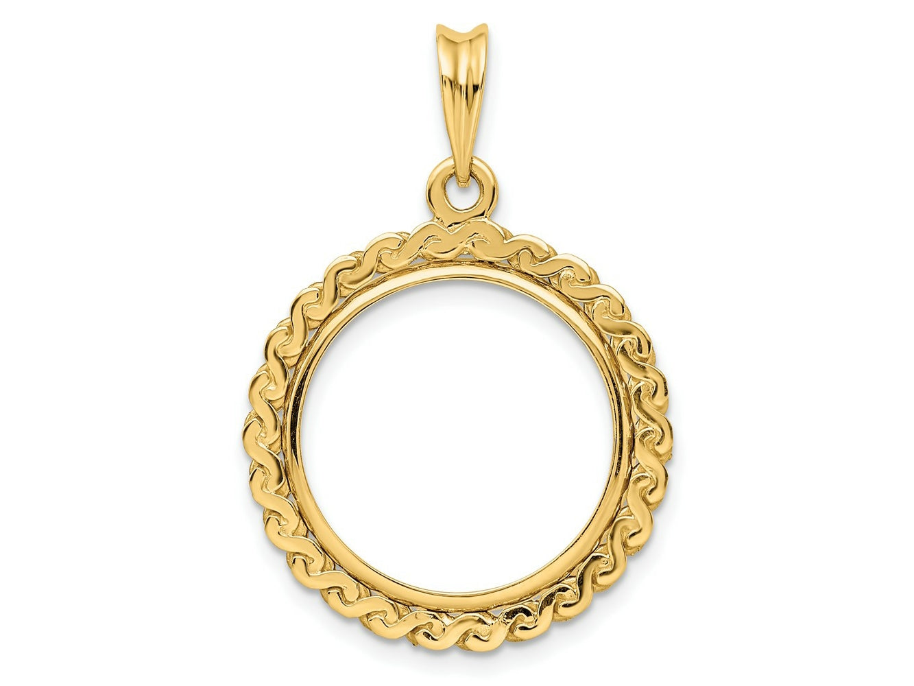FJC Finejewelers 14 kt Yellow Gold Polished S Chain 17.8mm Prong Coin Bezel Pendant