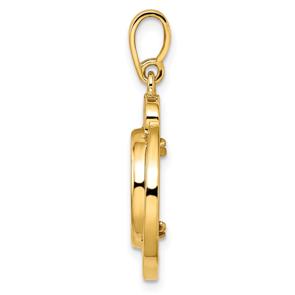 FJC Finejewelers 14 kt Yellow Gold Polished Wave Design 13.0mm Prong Coin Bezel Pendant