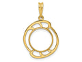 FJC Finejewelers 14 kt Yellow Gold Polished Wave Design 13.0mm Prong Coin Bezel Pendant