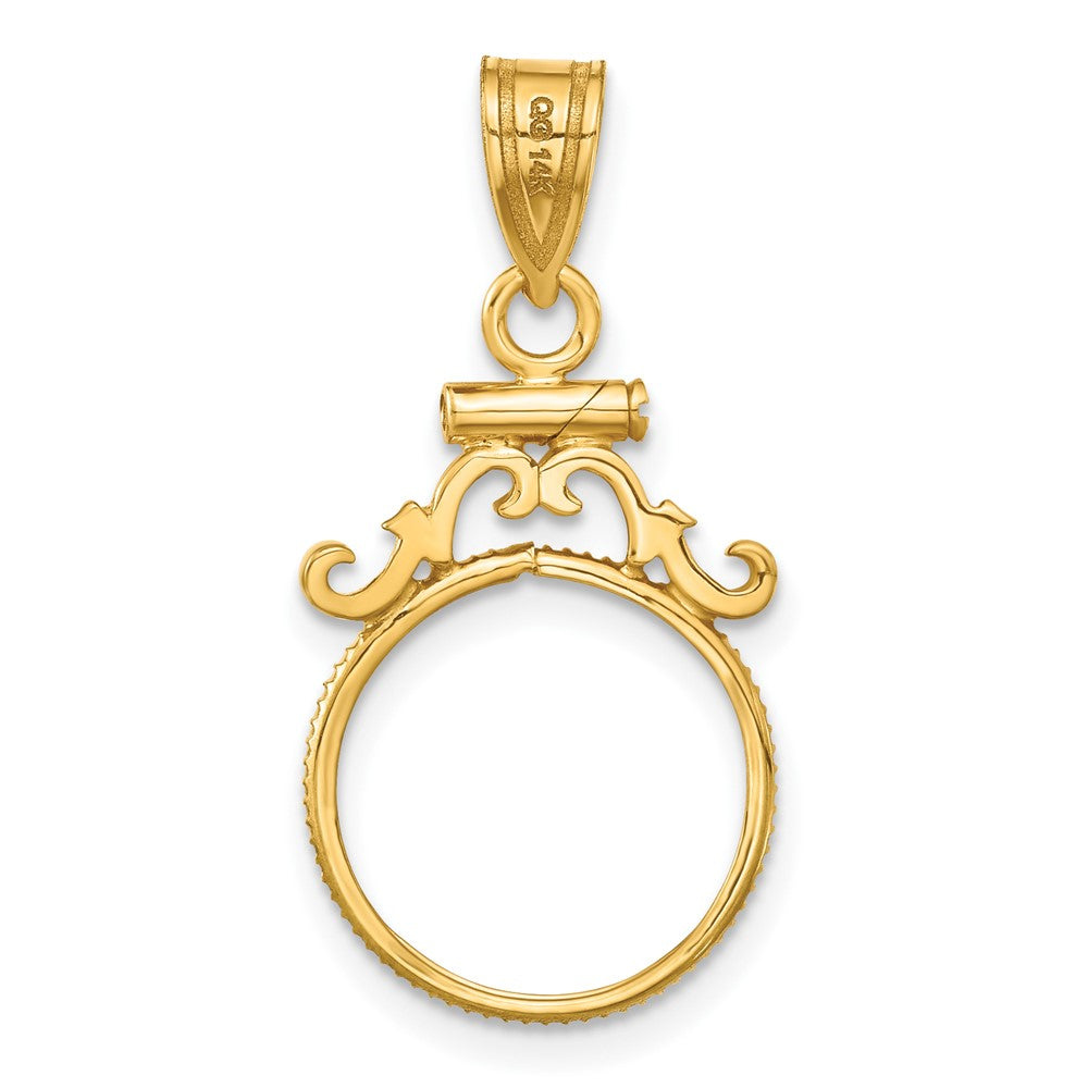 FJC Finejewelers 14 kt Yellow Gold French Scroll 13.0mm x 1.1mm Screw Top Coin Bezel Pendant