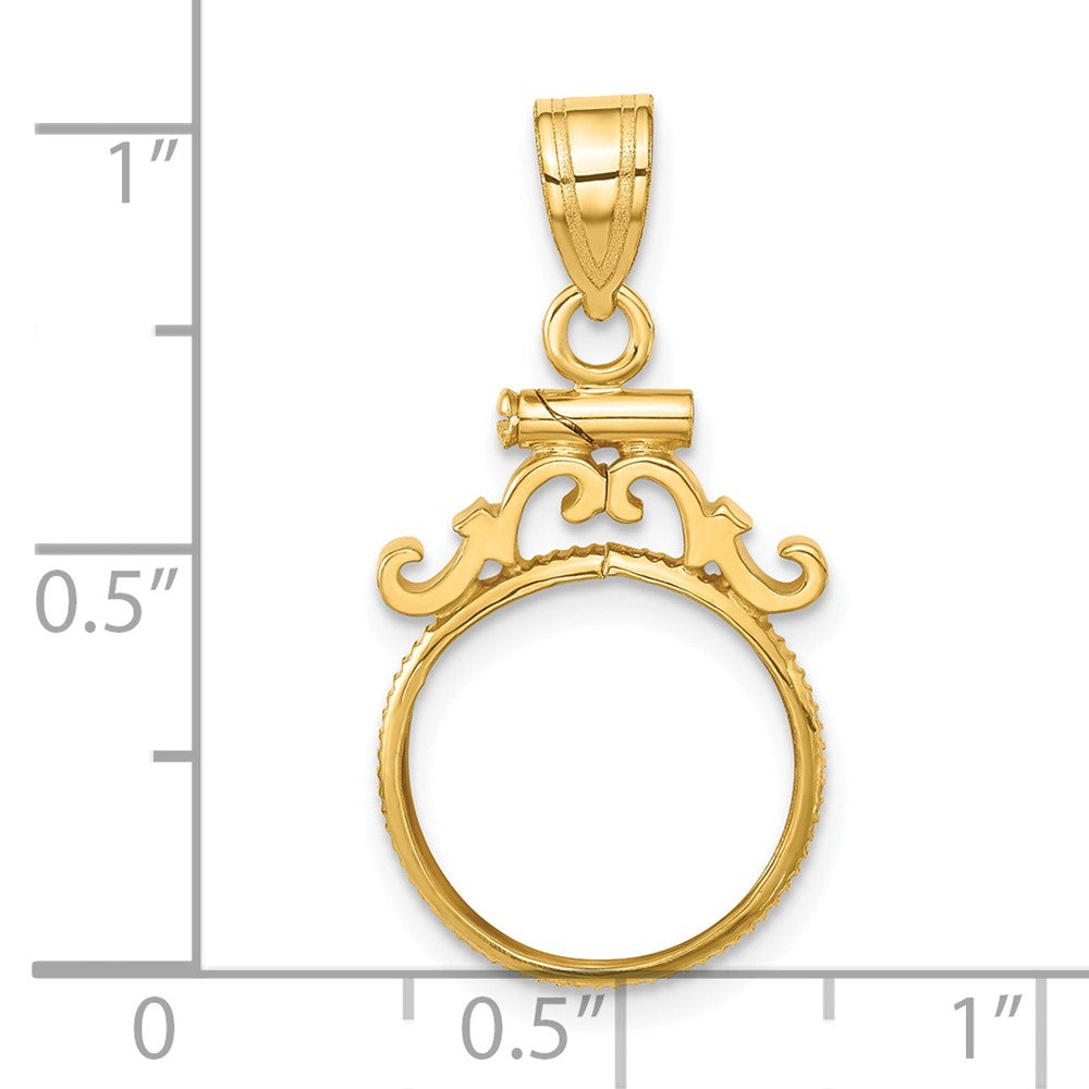 FJC Finejewelers 14 kt Yellow Gold French Scroll 13.0mm x 1.1mm Screw Top Coin Bezel Pendant