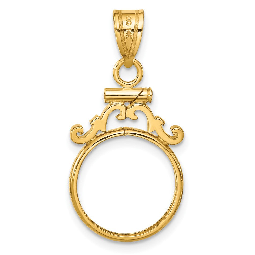 FJC Finejewelers 14 kt Yellow Gold French Scroll 14.0mm x 1.1mm Screw Top Coin Bezel Pendant