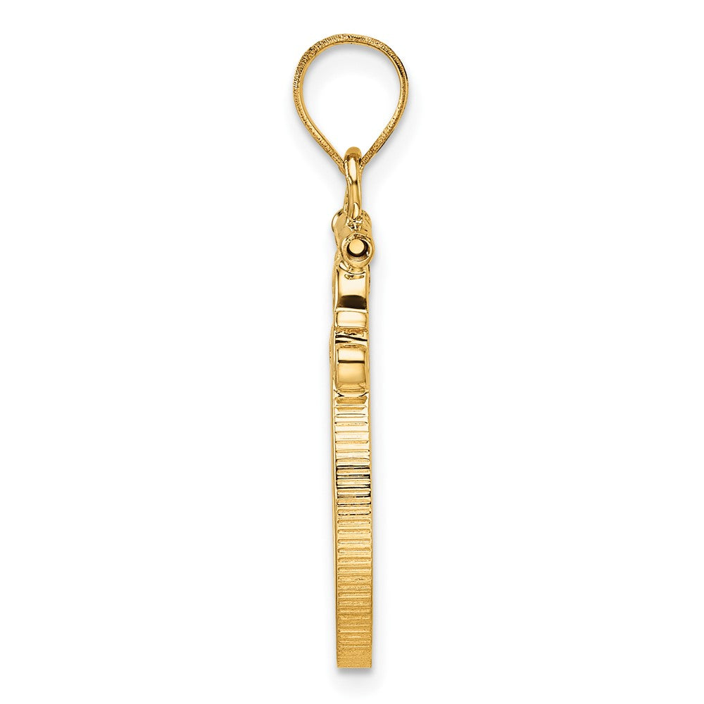 FJC Finejewelers 14 kt Yellow Gold French Scroll 16.5mm x 1.35mm Screw Top Coin Bezel Pendant