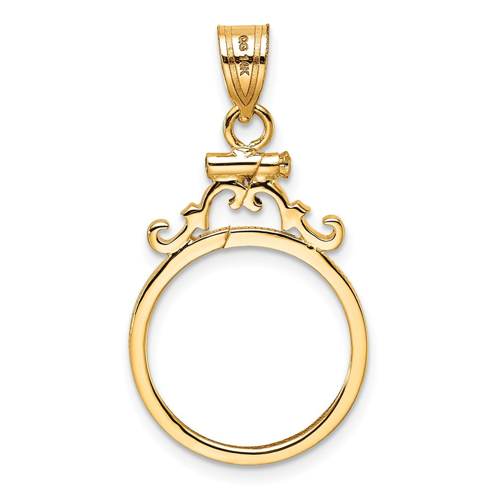 FJC Finejewelers 14 kt Yellow Gold French Scroll 16.5mm x 1.35mm Screw Top Coin Bezel Pendant