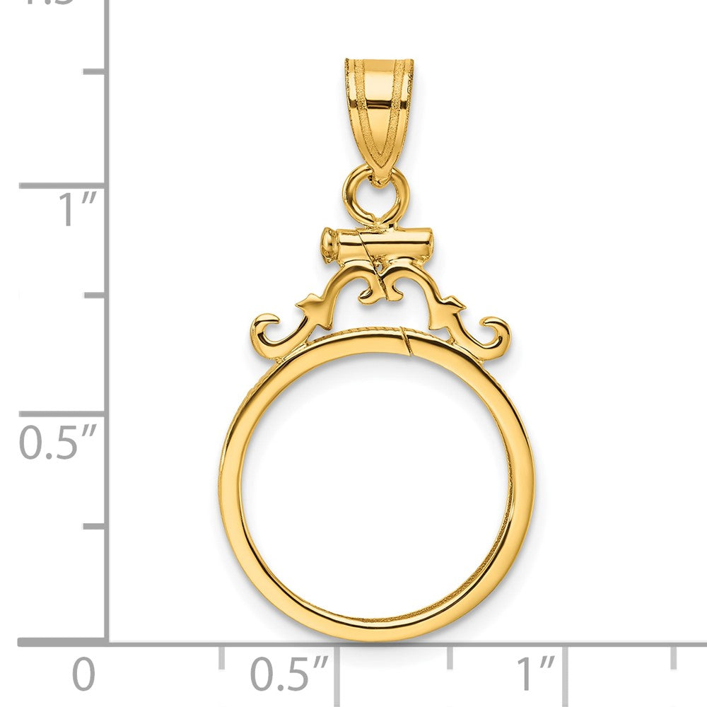 FJC Finejewelers 14 kt Yellow Gold French Scroll 16.5mm x 1.35mm Screw Top Coin Bezel Pendant