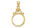 FJC Finejewelers 14 kt Yellow Gold French Scroll 16.5mm x 1.35mm Screw Top Coin Bezel Pendant