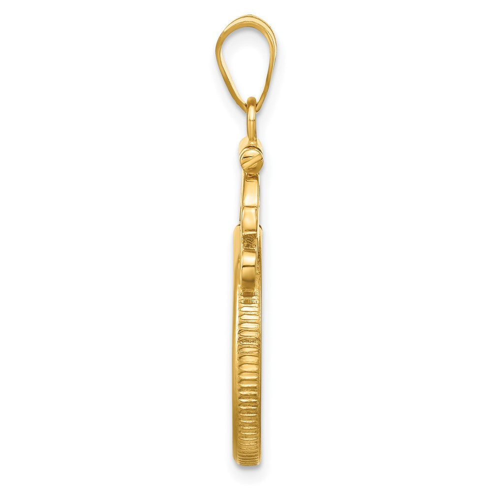 FJC Finejewelers 14 kt Yellow Gold French Scroll 18.0mm x 1.35mm Screw Top Coin Bezel Pendant
