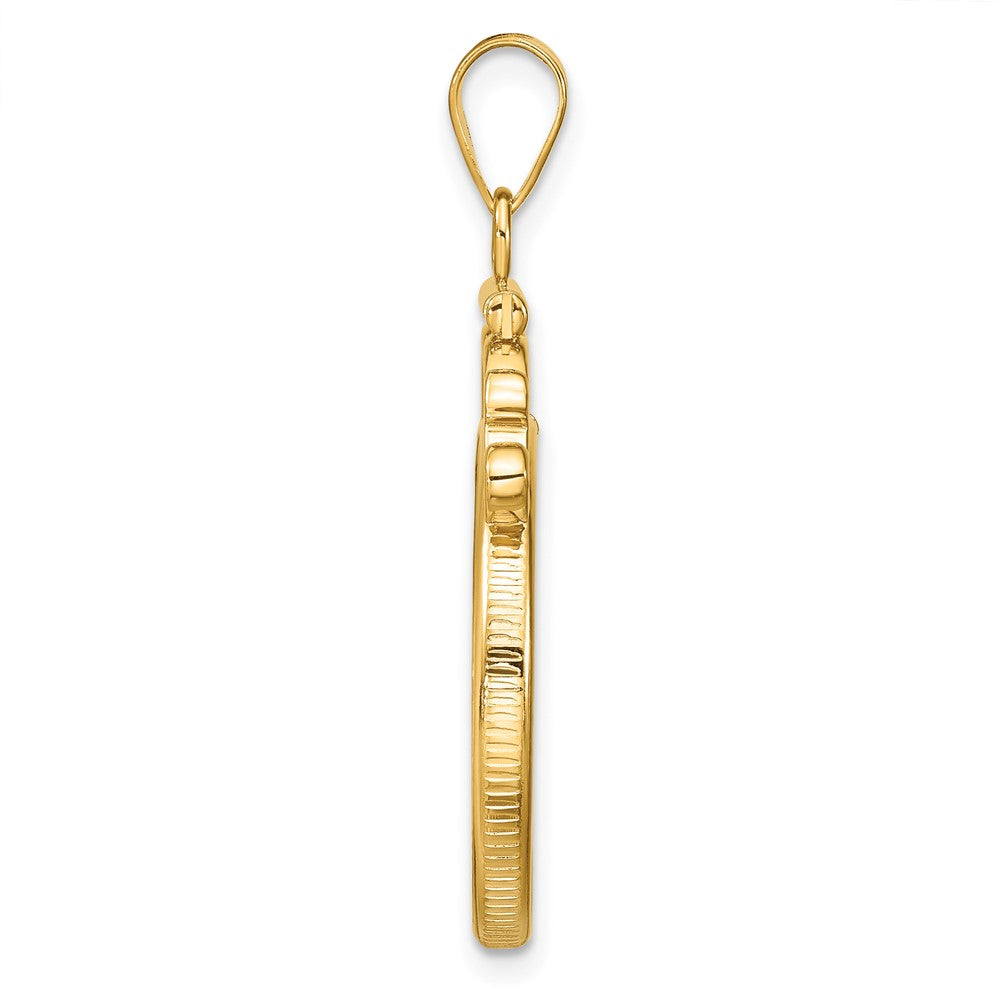 FJC Finejewelers 14 kt Yellow Gold French Scroll 21.6mm x 1.7mm Screw Top Coin Bezel Pendant
