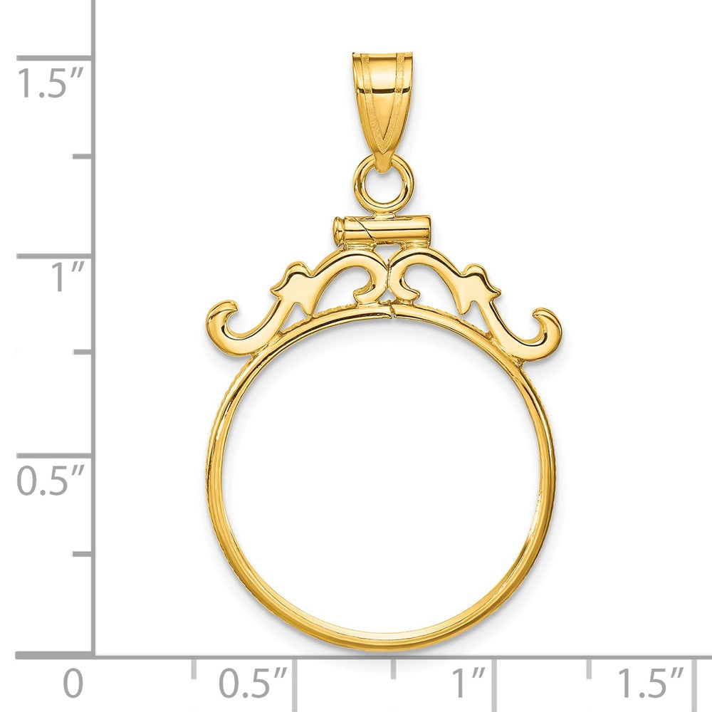 FJC Finejewelers 14 kt Yellow Gold French Scroll 21.6mm x 1.7mm Screw Top Coin Bezel Pendant