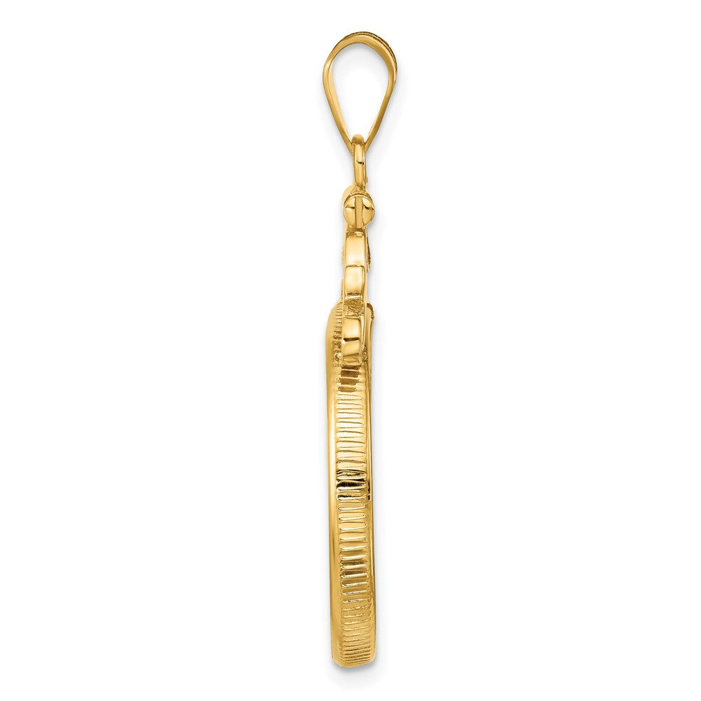 FJC Finejewelers 14 kt Yellow Gold French Scroll 22.0mm x 1.9mm Screw Top Coin Bezel Pendant