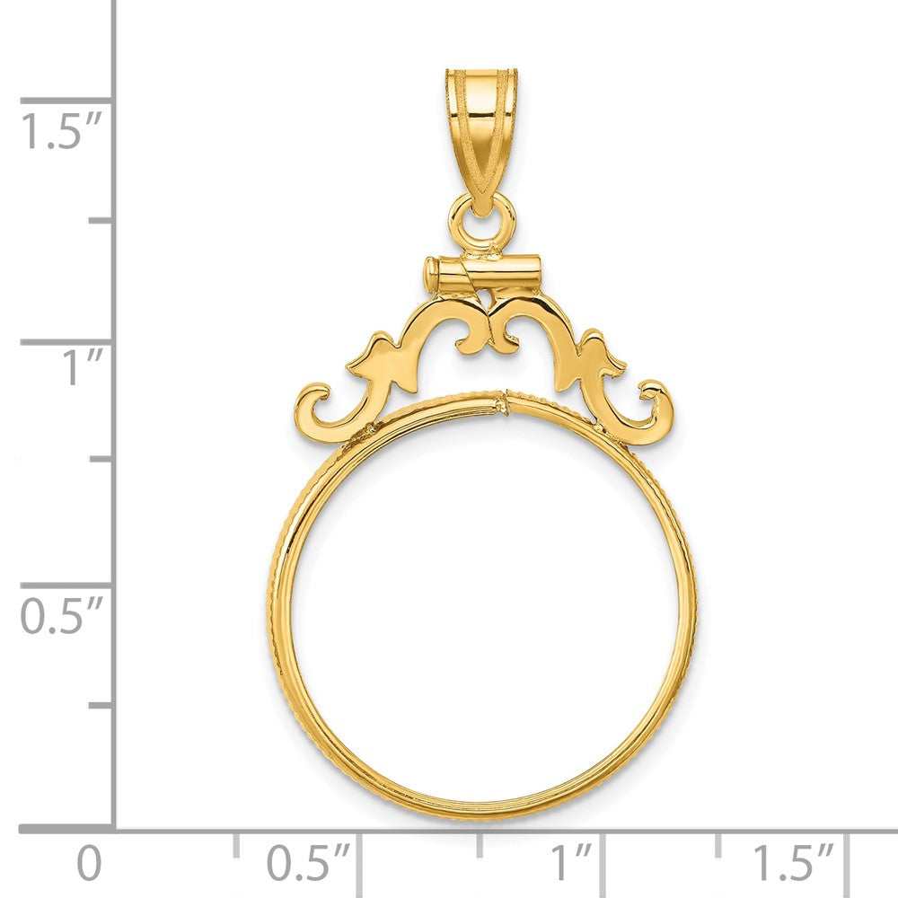 FJC Finejewelers 14 kt Yellow Gold French Scroll 22.0mm x 1.9mm Screw Top Coin Bezel Pendant