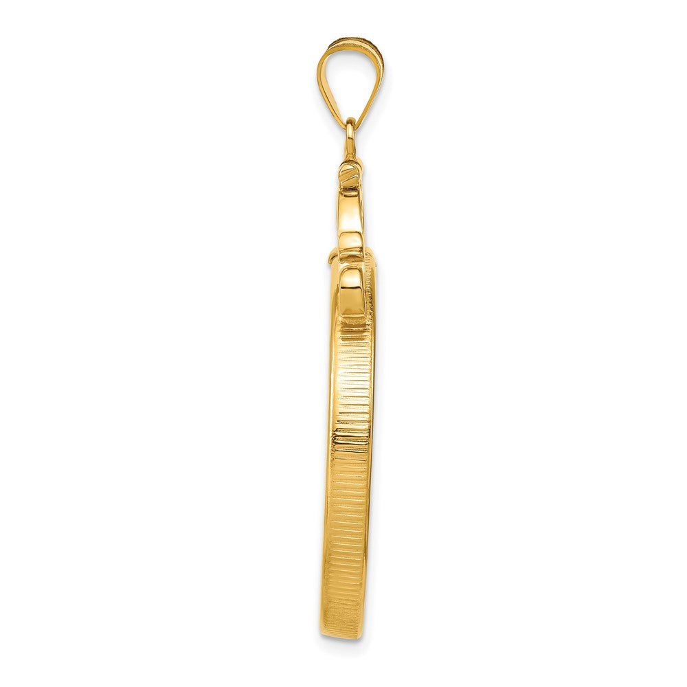 FJC Finejewelers 14 kt Yellow Gold French Scroll 30.0mm x 3.00mm Screw Top Coin Bezel Pendant