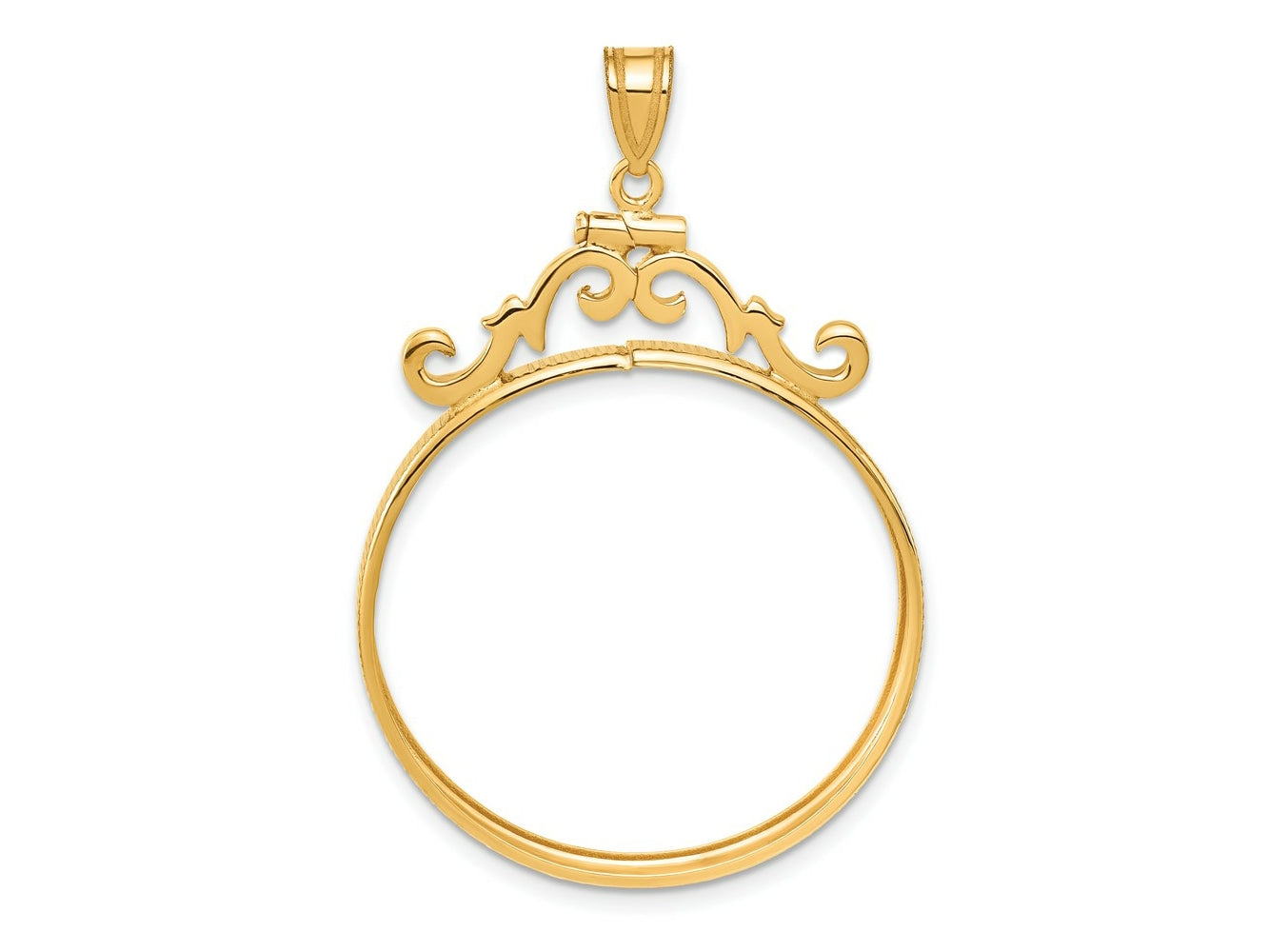 FJC Finejewelers 14 kt Yellow Gold French Scroll 30.0mm x 3.00mm Screw Top Coin Bezel Pendant
