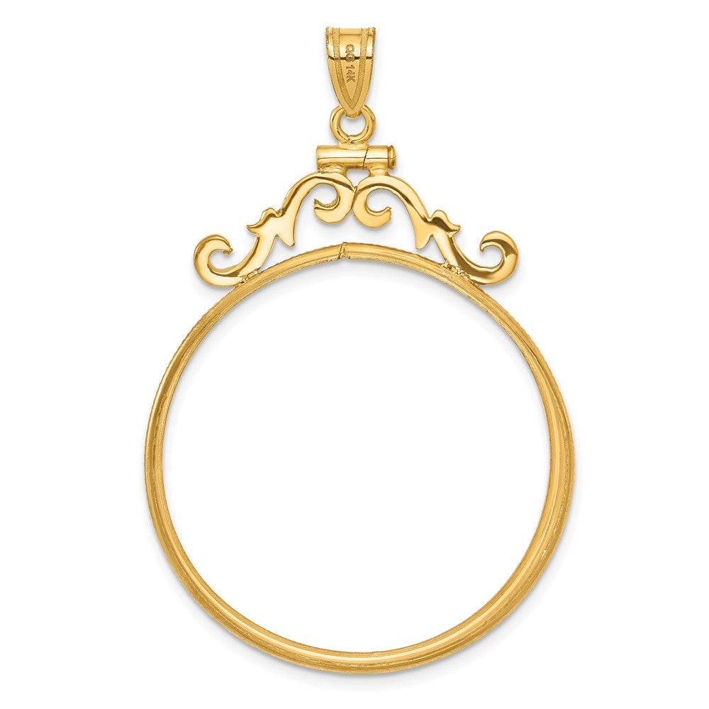 FJC Finejewelers 14 kt Yellow Gold French Scroll 32.0mm x 2.85mm Screw Top Coin Bezel Pendant