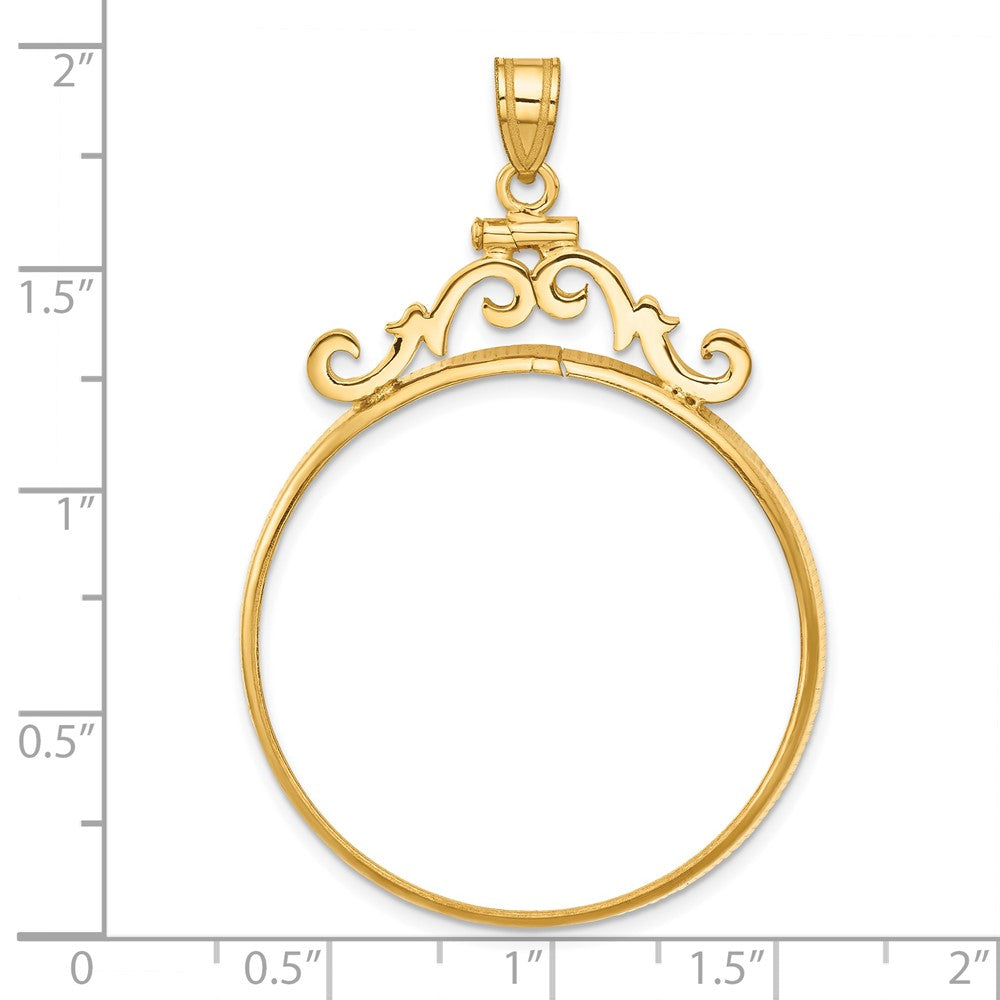 FJC Finejewelers 14 kt Yellow Gold French Scroll 32.7mm x 3.00mm Screw Top Coin Bezel Pendant