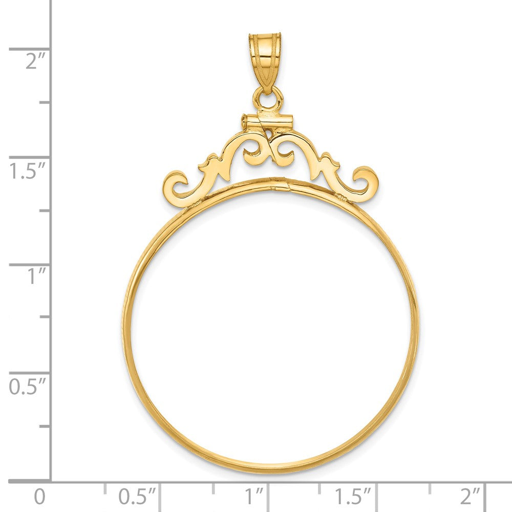 FJC Finejewelers 14 kt Yellow Gold French Scroll 34.2mm x 2.85mm Screw Top Coin Bezel Pendant