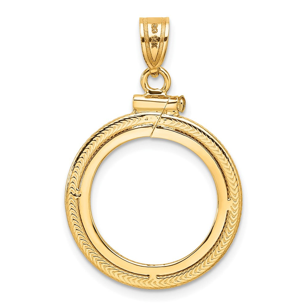FJC Finejewelers 14 kt Yellow Gold Foxtail Chain 16.5mm x 1.35mm Screw Top Coin Bezel Pendant