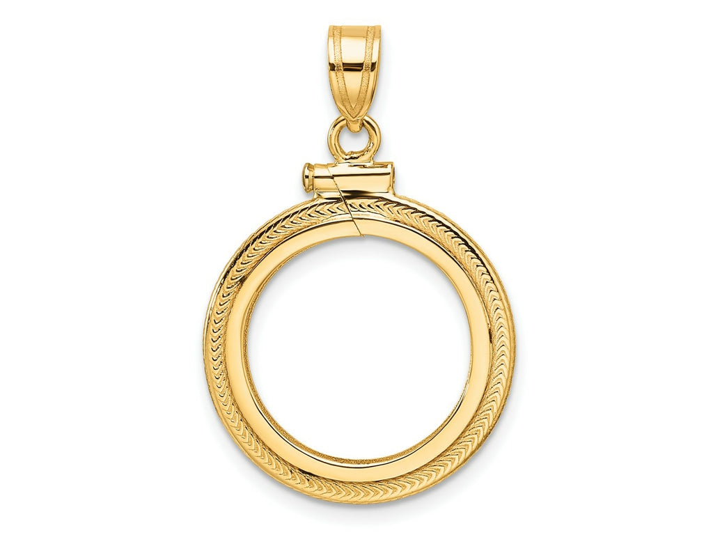 FJC Finejewelers 14 kt Yellow Gold Foxtail Chain 16.5mm x 1.35mm Screw Top Coin Bezel Pendant