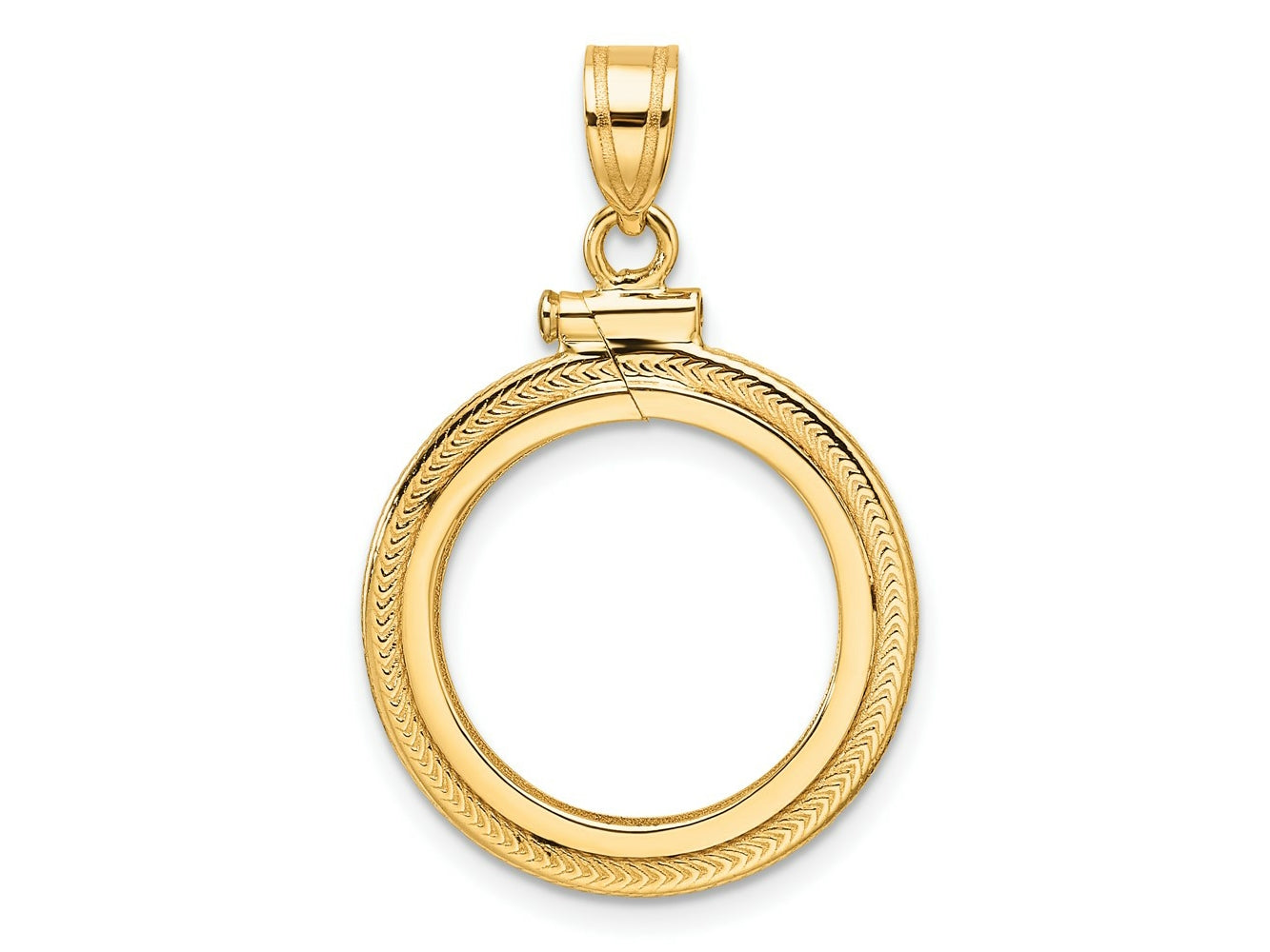 FJC Finejewelers 14 kt Yellow Gold Foxtail Chain 16.5mm x 1.35mm Screw Top Coin Bezel Pendant
