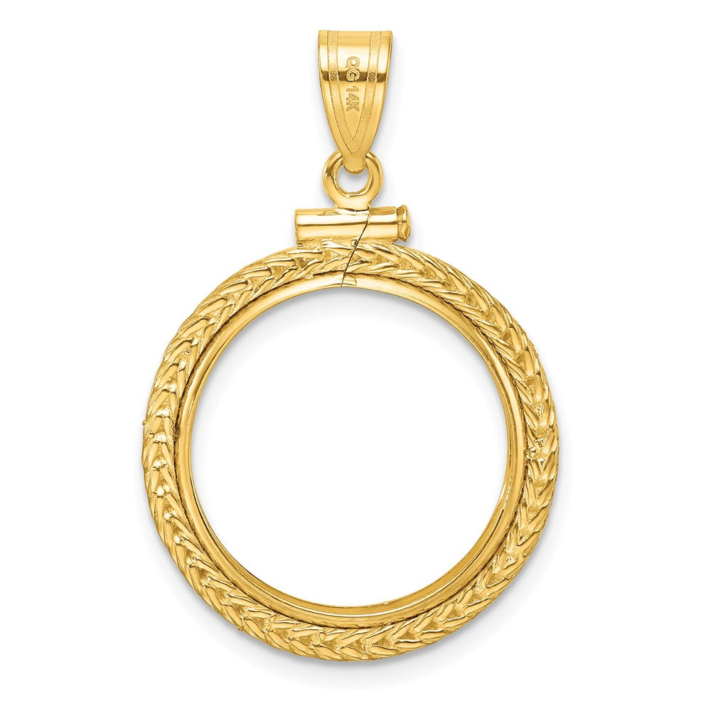 FJC Finejewelers 14 kt Yellow Gold Foxtail Chain Screw Top 1/10 oz Panda Coin Bezel Pendant