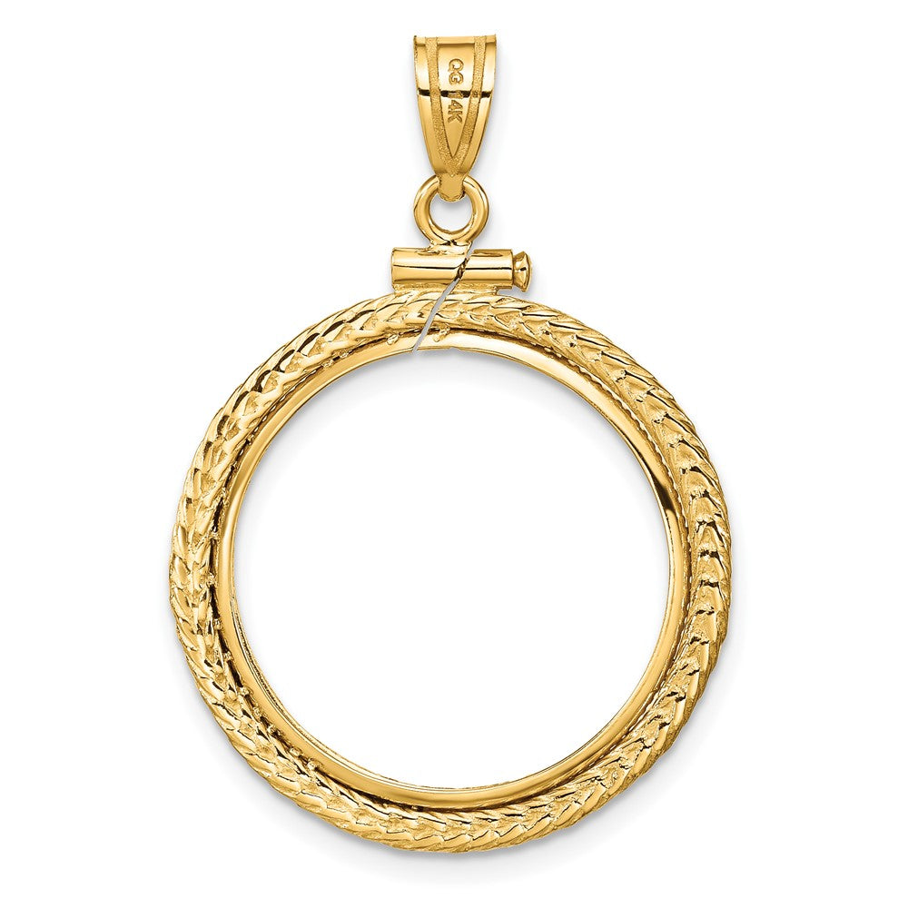 FJC Finejewelers 14 kt Yellow Gold Foxtail Chain 21.6mm x 1.7mm Screw Top Coin Bezel Pendant