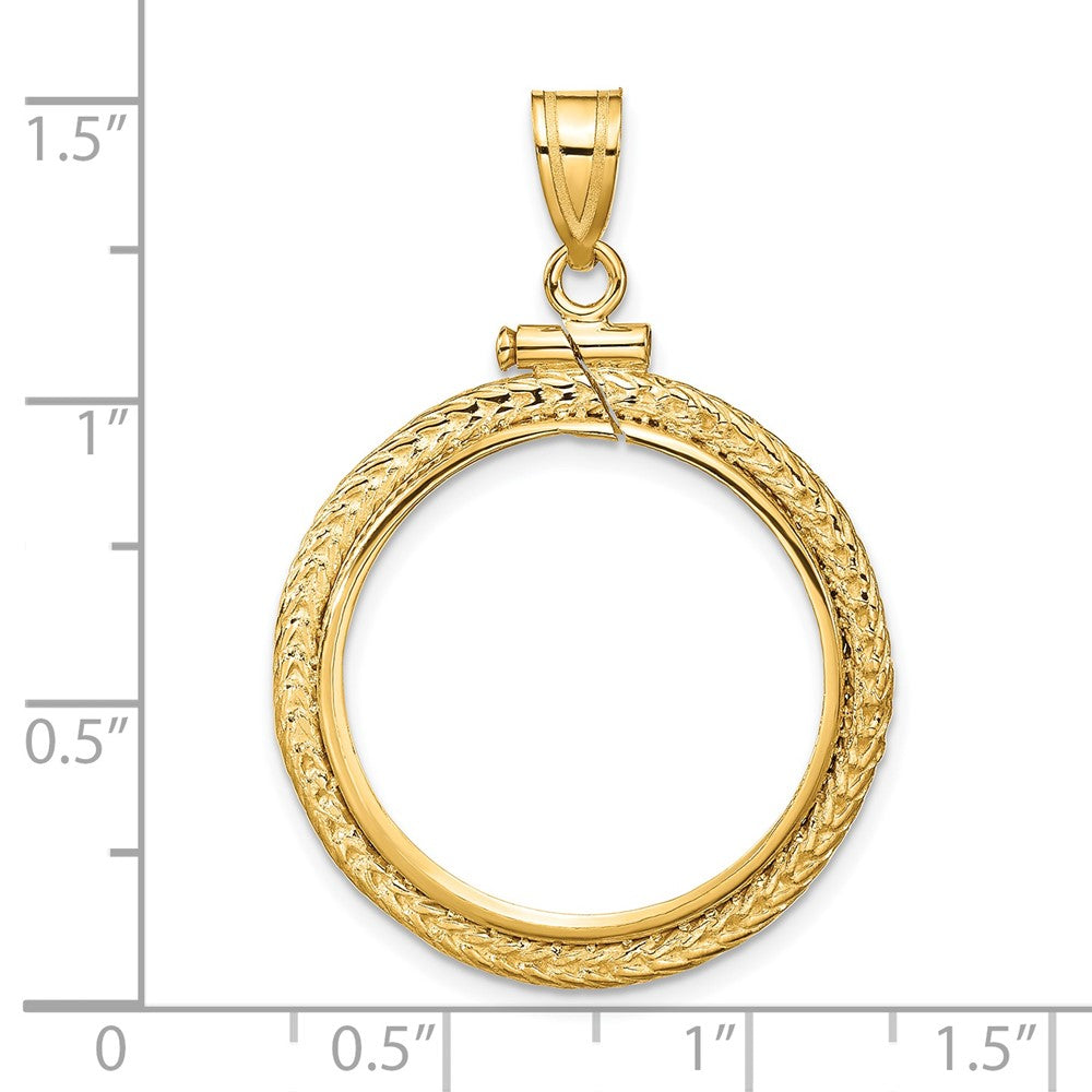 FJC Finejewelers 14 kt Yellow Gold Foxtail Chain 21.6mm x 1.7mm Screw Top Coin Bezel Pendant