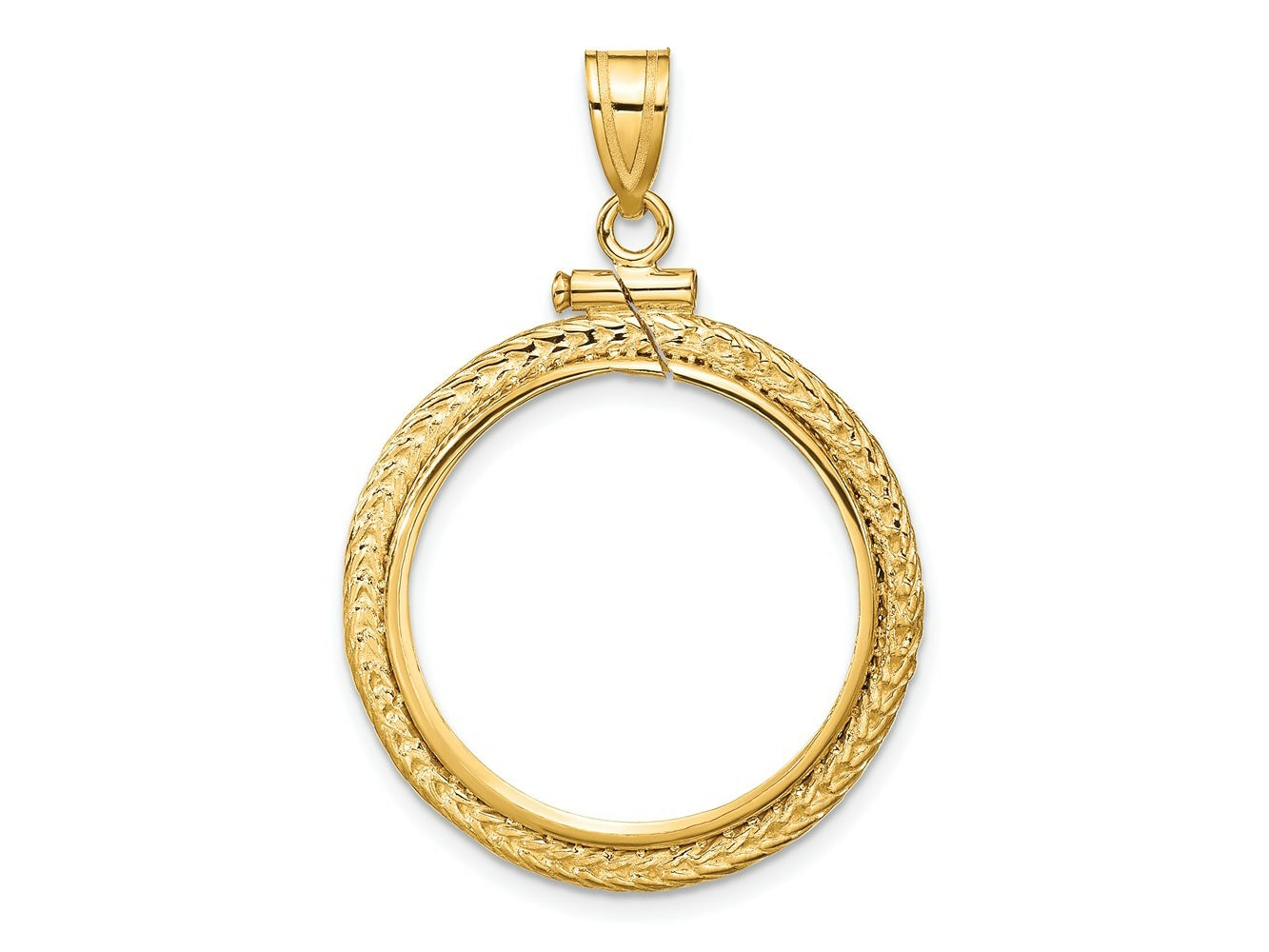 FJC Finejewelers 14 kt Yellow Gold Foxtail Chain 21.6mm x 1.7mm Screw Top Coin Bezel Pendant