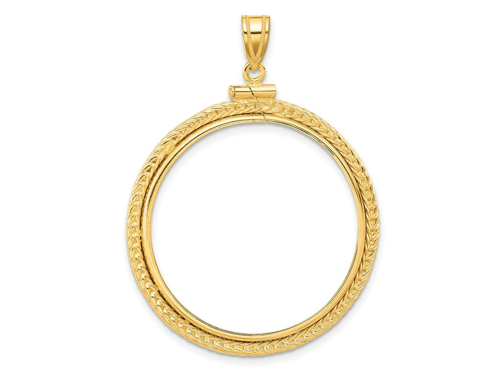 FJC Finejewelers 14 kt Yellow Gold Foxtail Chain 30.0mm x 3.00mm Screw Top Coin Bezel Pendant