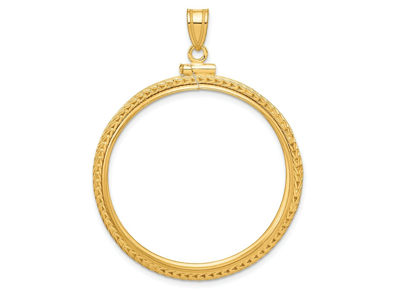 FJC Finejewelers 14 kt Yellow Gold Foxtail Chain 32.7mm x 3.00mm Screw Top Coin Bezel Pendant