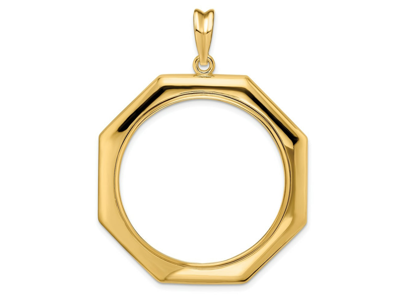 FJC Finejewelers 14 kt Yellow Gold Polished Octagonal 32.7mm Prong Coin Bezel Pendant