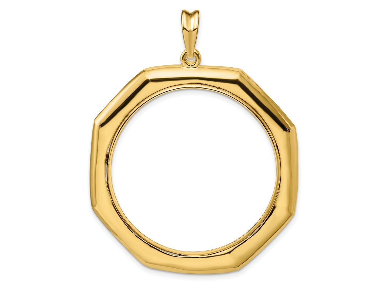 FJC Finejewelers 14 kt Yellow Gold Polished Octagonal 34.2mm Prong Coin Bezel Pendant