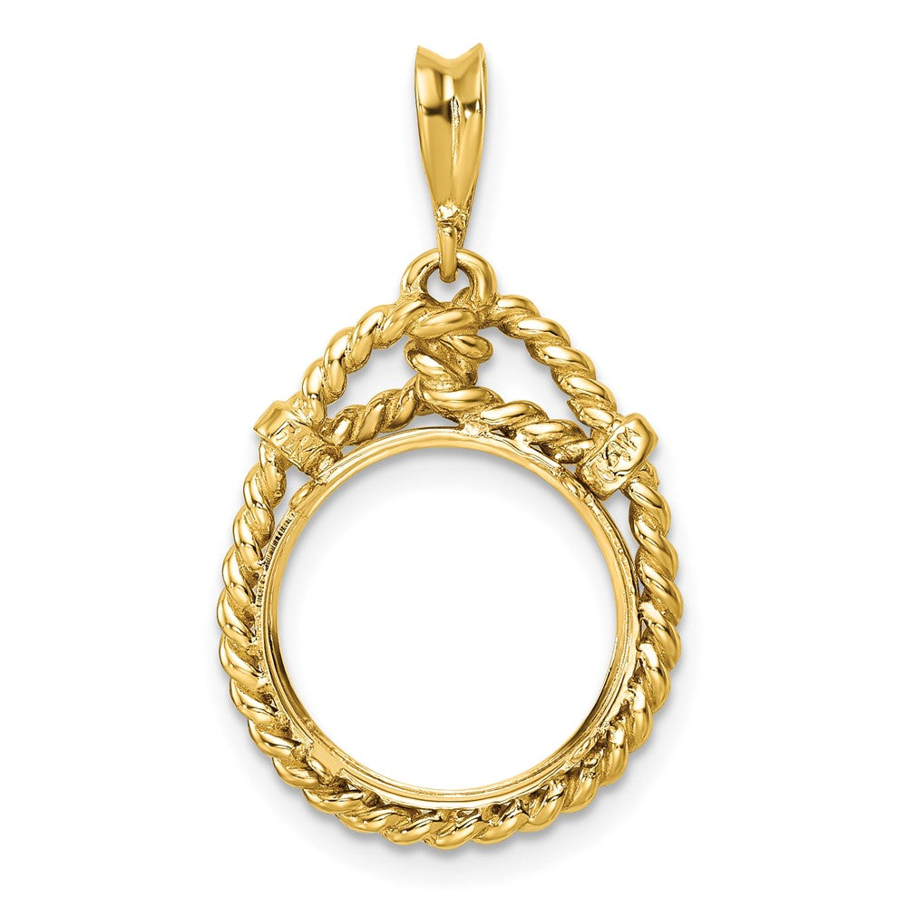 FJC Finejewelers 14 kt Yellow Gold Polished Western Rope 13.0mm Prong Coin Bezel Pendant