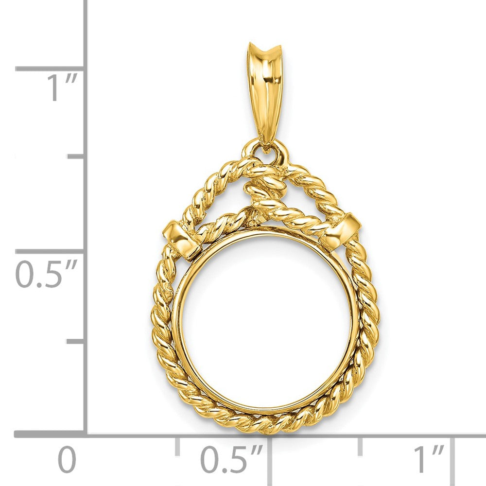 FJC Finejewelers 14 kt Yellow Gold Polished Western Rope 13.0mm Prong Coin Bezel Pendant