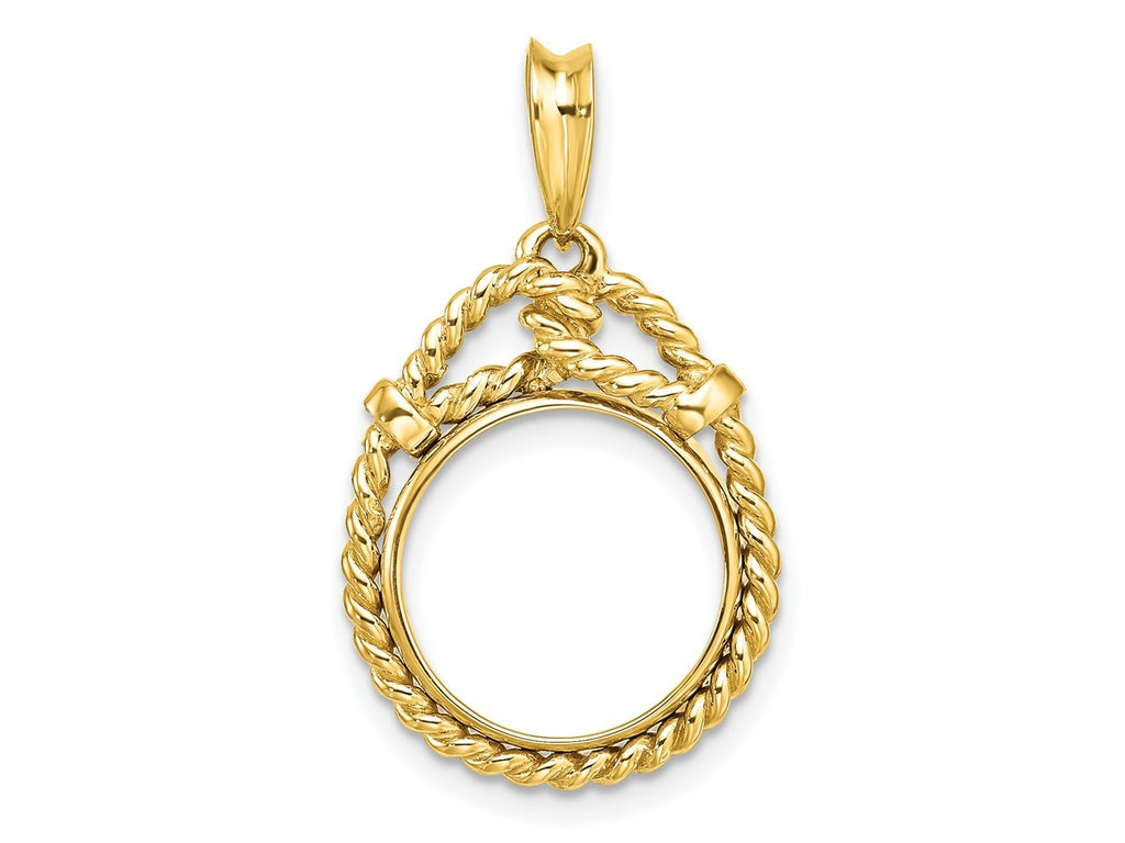 FJC Finejewelers 14 kt Yellow Gold Polished Western Rope 13.0mm Prong Coin Bezel Pendant